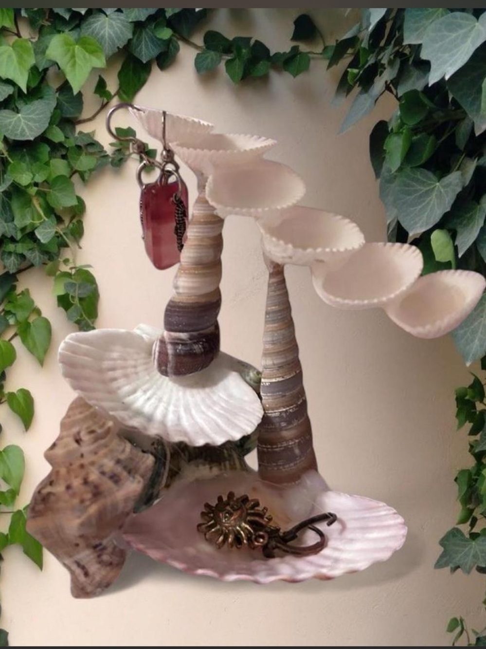 Handmade shell jewelry holder